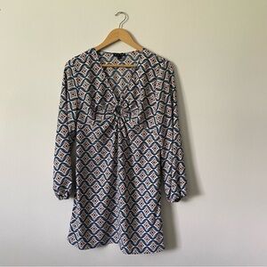 AS U WISH Dusty Blue Retro Plunging Neckline Mini Dress size M